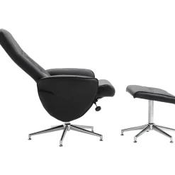 Julius reclinerfåtölj med fotpall - Svart PU