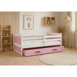 Juniorsäng Århus med förvaringslåda 90 cm - Vit/Rosa