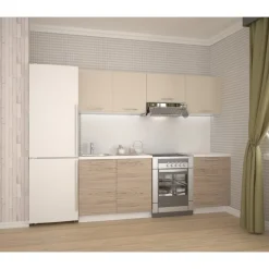 Katia komplett kök 220 cm - Ljusbeige/san marino ek/vit