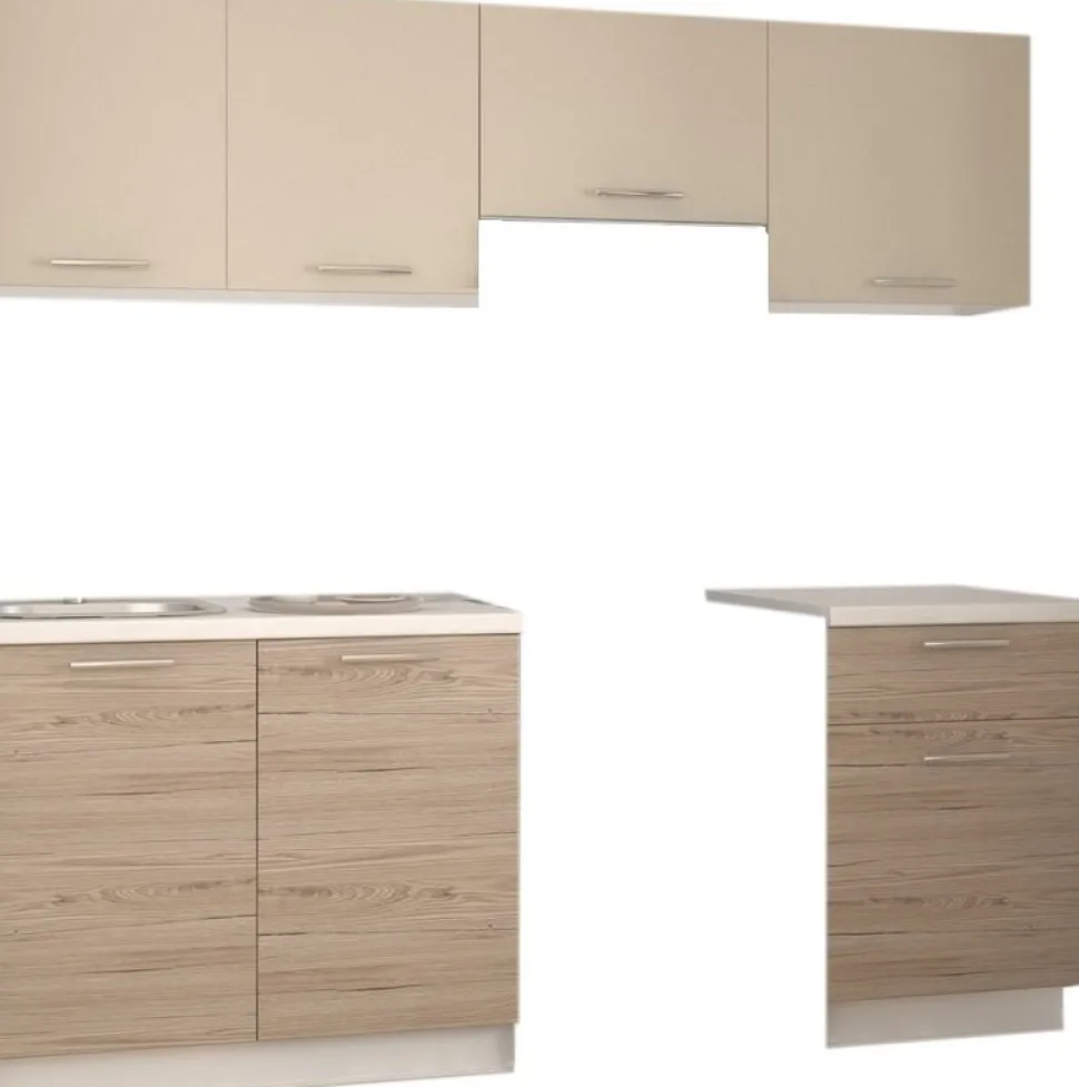 Katia komplett kök 220 cm - Ljusbeige/san marino ek/vit