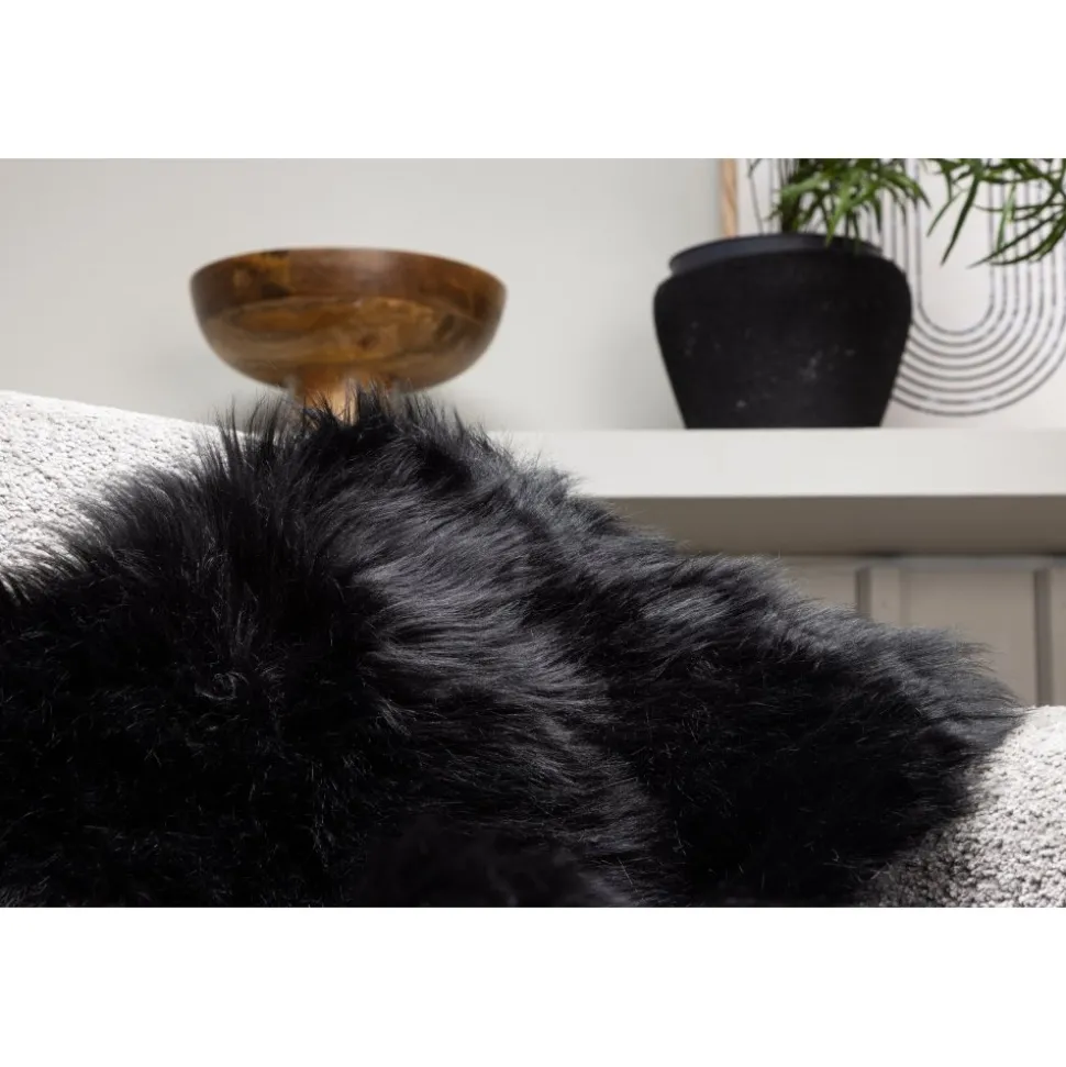 Katy fäll 60 x 90 cm - Svart fuskpäls