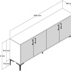Kiev skänk 180 cm - Valnöt
