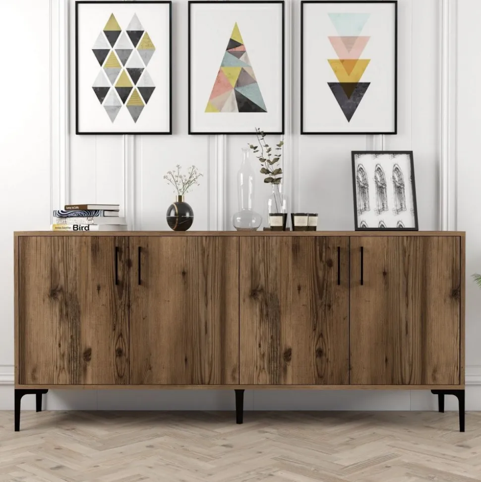 Kiev skänk 180 cm - Valnöt + Möbeltassar