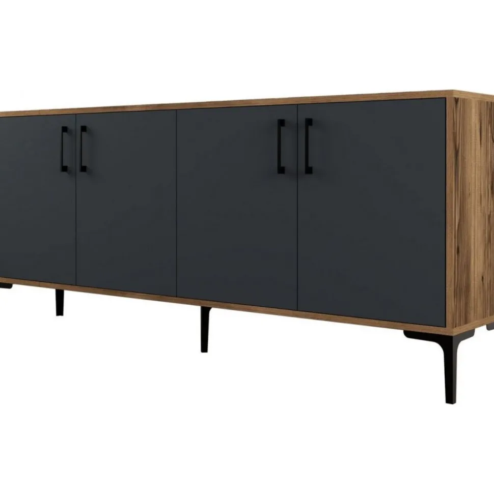 Kiev skänk 180 cm - Valnöt/antracit + Fläckborttagare för möbler