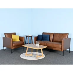 Kingsley fåtölj - Brunt ecoläder + Fläckborttagare för möbler