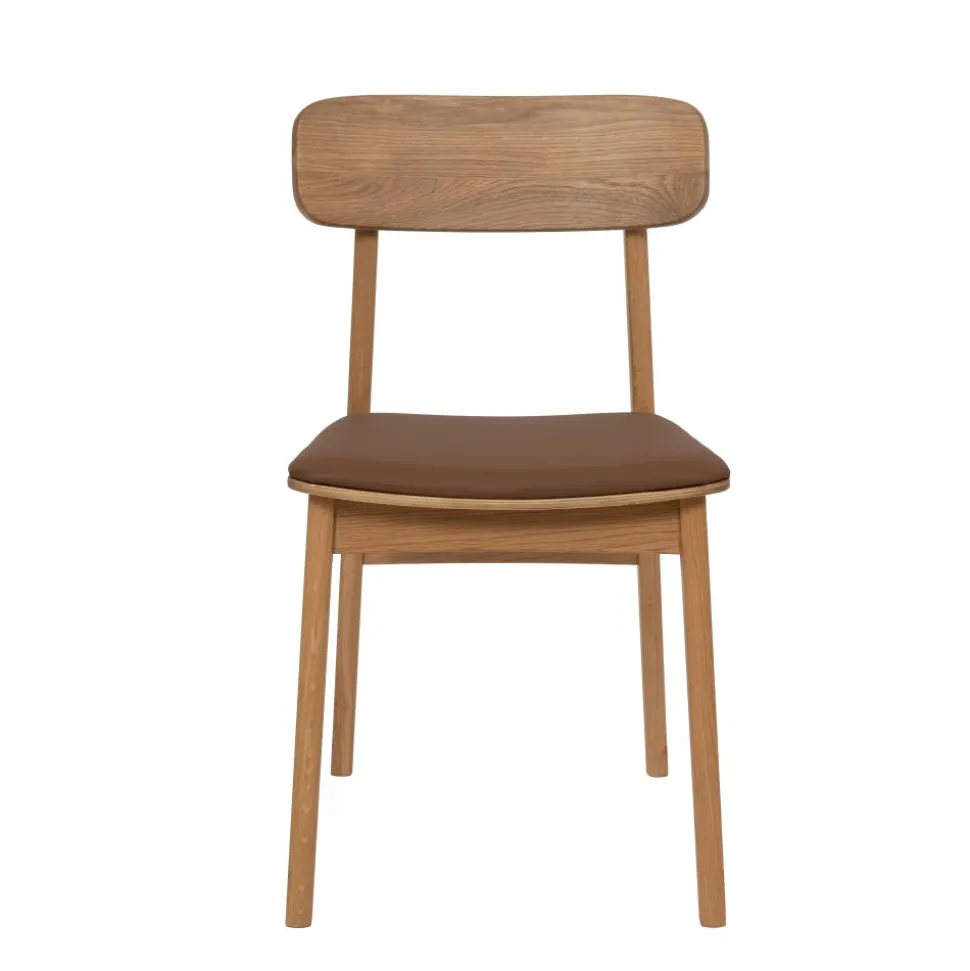 Kleppen stol i oljad ek med brun sits