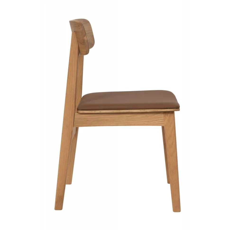 Kleppen stol i oljad ek med brun sits