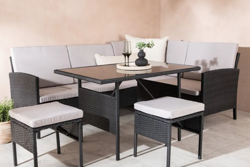 Knock hörnsoffgrupp - Svart/grå