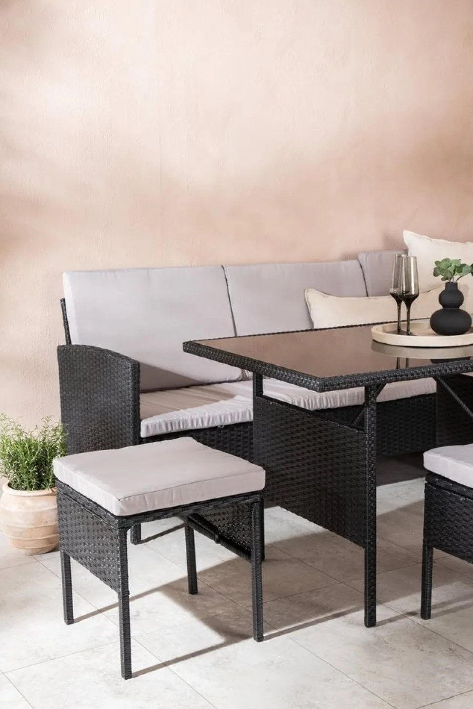 Knock hörnsoffgrupp - Svart/grå