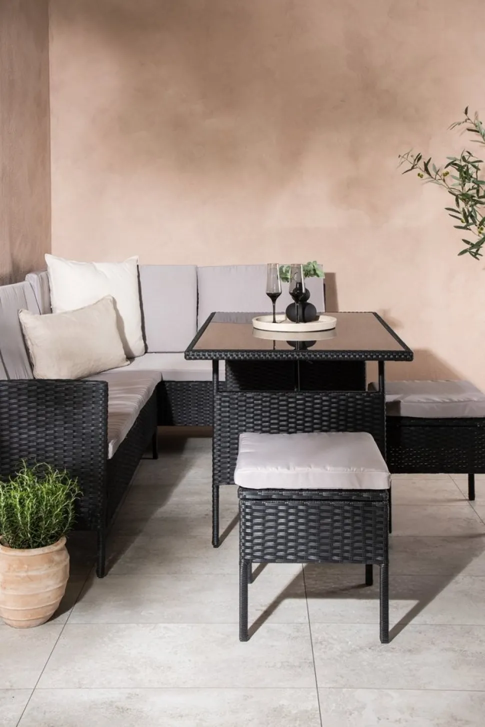 Knock hörnsoffgrupp - Svart/grå