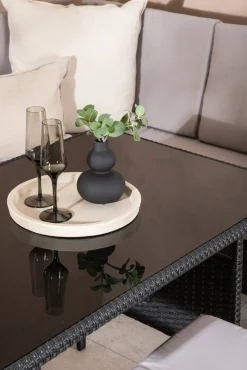 Knock hörnsoffgrupp - Svart/grå + Textilskydd för utemöbler