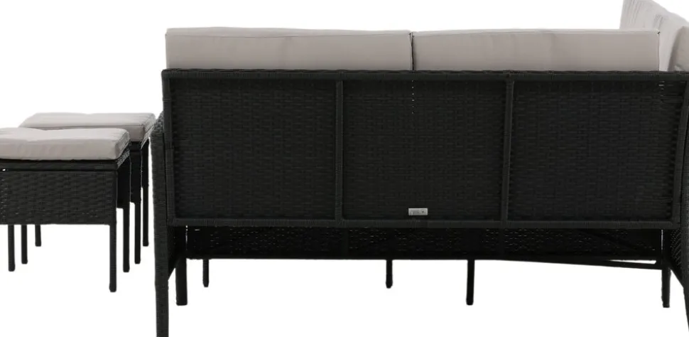 Knock hörnsoffgrupp - Svart/grå + Rengöringsmedel för utemöbler