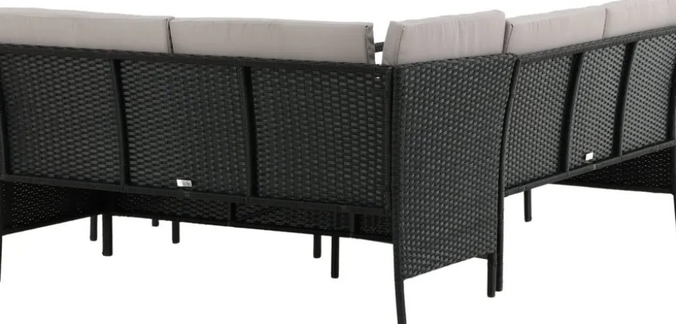 Knock hörnsoffgrupp - Svart/grå + Rengöringsmedel för utemöbler