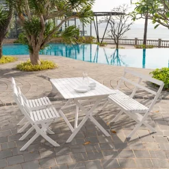 Knohult utesoffa | trädgårdsbänk - Vit + Textilrengöring för möbler