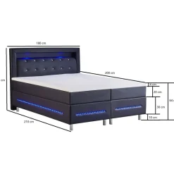 Kontinentalsäng med LED-belysning 180 cm - New York + Möbeltassar