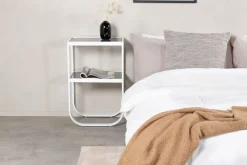 Korsbacken sängbord - Vit/grå