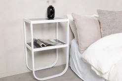 Korsbacken sängbord - Vit/grå