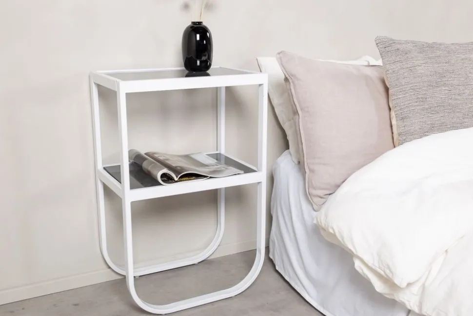 Korsbacken sängbord - Vit/grå