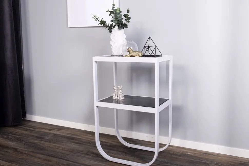 Korsbacken sängbord - Vit/grå