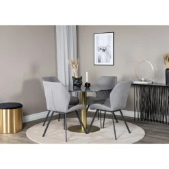 Kvarnbacken matbord 106 cm - Mörk marmor/mässing