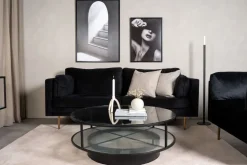 Kävsta soffbord Ø100 cm - Svart/glas