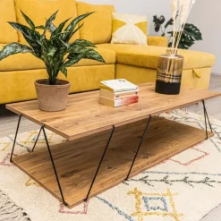 Labranda soffbord 120 x 50 cm - Furu/svart + Möbeltassar