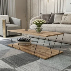 Labranda soffbord 120 x 50 cm - Furu/svart + Fläckborttagare för möbler