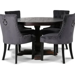 Lamier matgrupp Bord med 4 st Tuva stolar i grå sammet + 4.00 x Stolsdyna