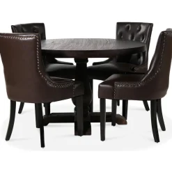 Lamier matgrupp Bord med 4 st Tuva stolar i brun PU + 4.00 x Stolsdyna