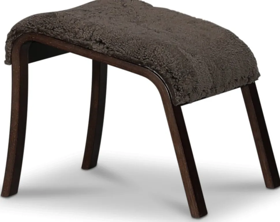 Lammet / Fushion fotpall i fårskinn scandinavian expresso - Mörk valnöt