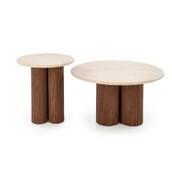 Lampbord Ø50 cm Mocca / Travertin