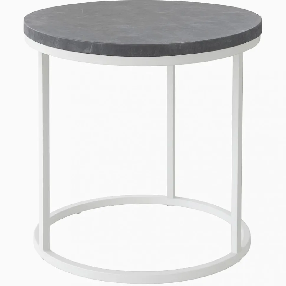 Lampbord D50 cm - grå marmor / vitt underrede