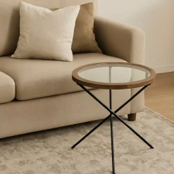 Lampbord i glas 60 cm i diameter + Textilrengöring för möbler