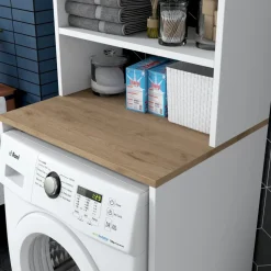 Lang tvättmaskinskåp 1 - Vit/valnöt