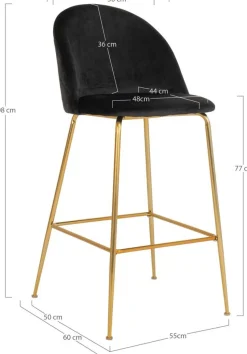 Lausanne Barstol - Svart/mässing