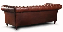 Lädersoffa Tsar Chesterfield i vinrött - 227 cm