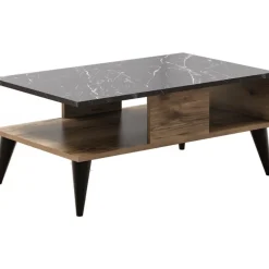 Lidya soffbord 90 x 54 cm - Valnöt/marmor