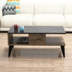 Lidya soffbord 90 x 54 cm - Valnöt/marmor