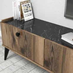 Lidya TV-bänk - Valnöt/marmor