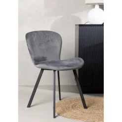 Lilja matstol - Grå sammet/svart