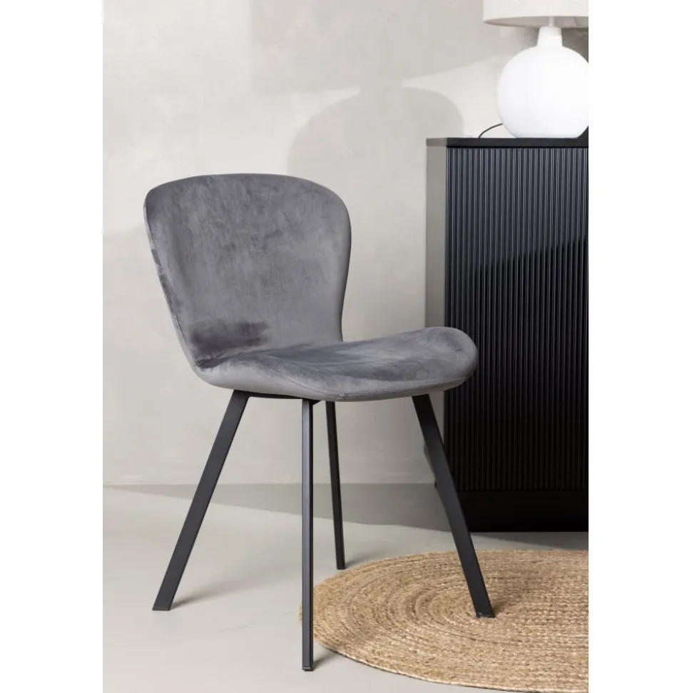 Lilja matstol - Grå sammet/svart