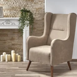 Linsey öronlappsfåtölj - Beige (tyg)