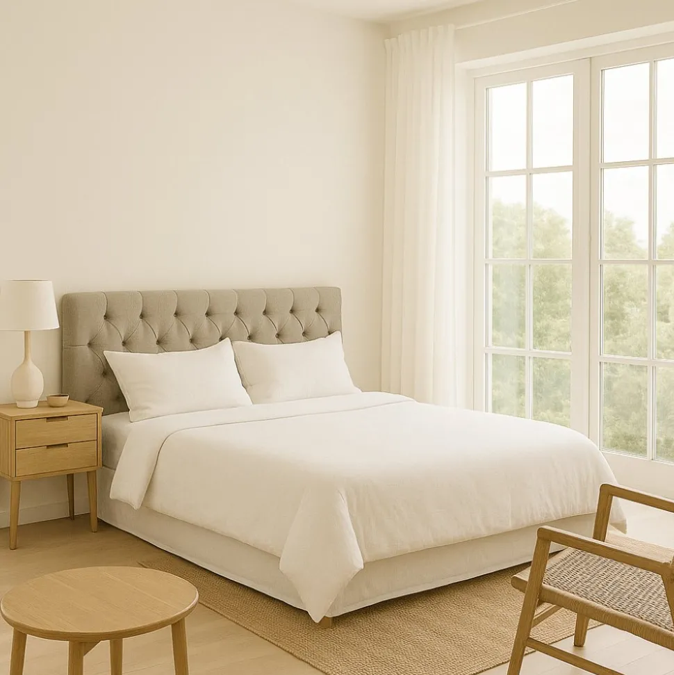 Linus sänggavel med knappar 160 cm - Gråbeige