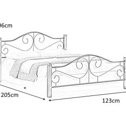 Litzy sängram 120x200 cm - Antik körsbär/svart