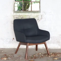 London Fåtölj - Mörkgrå/valnöt