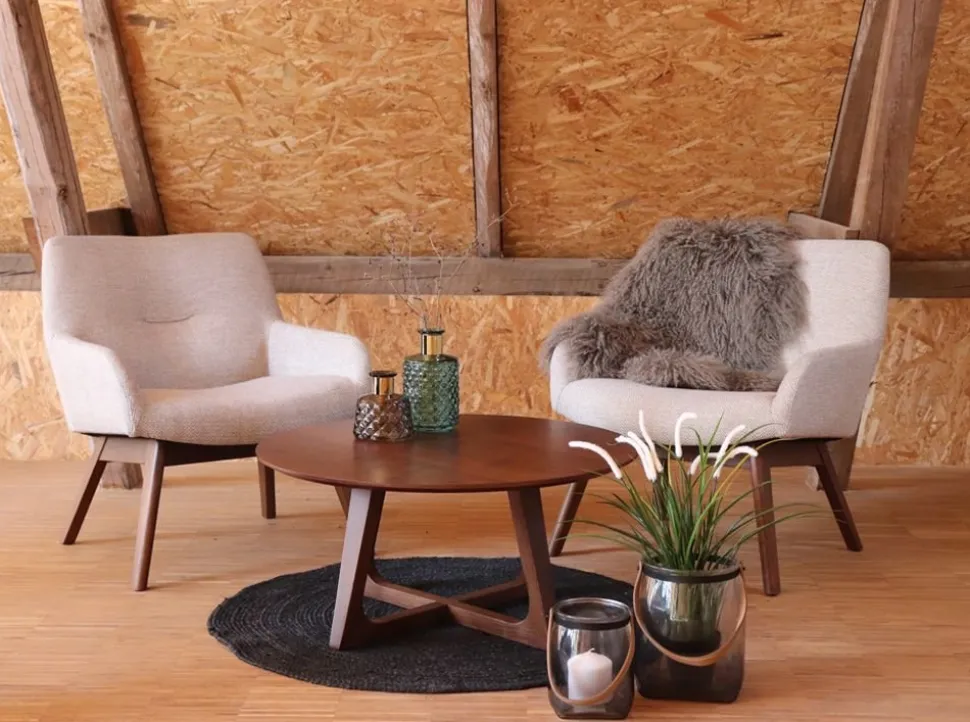 London Fåtölj - Sand/valnöt + Textilrengöring för möbler