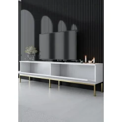 Lord TV-bänk - Vit/guld