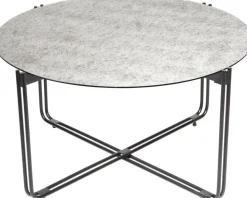 Lori soffbord ∅82 cm - Antikfärgad spegelglas