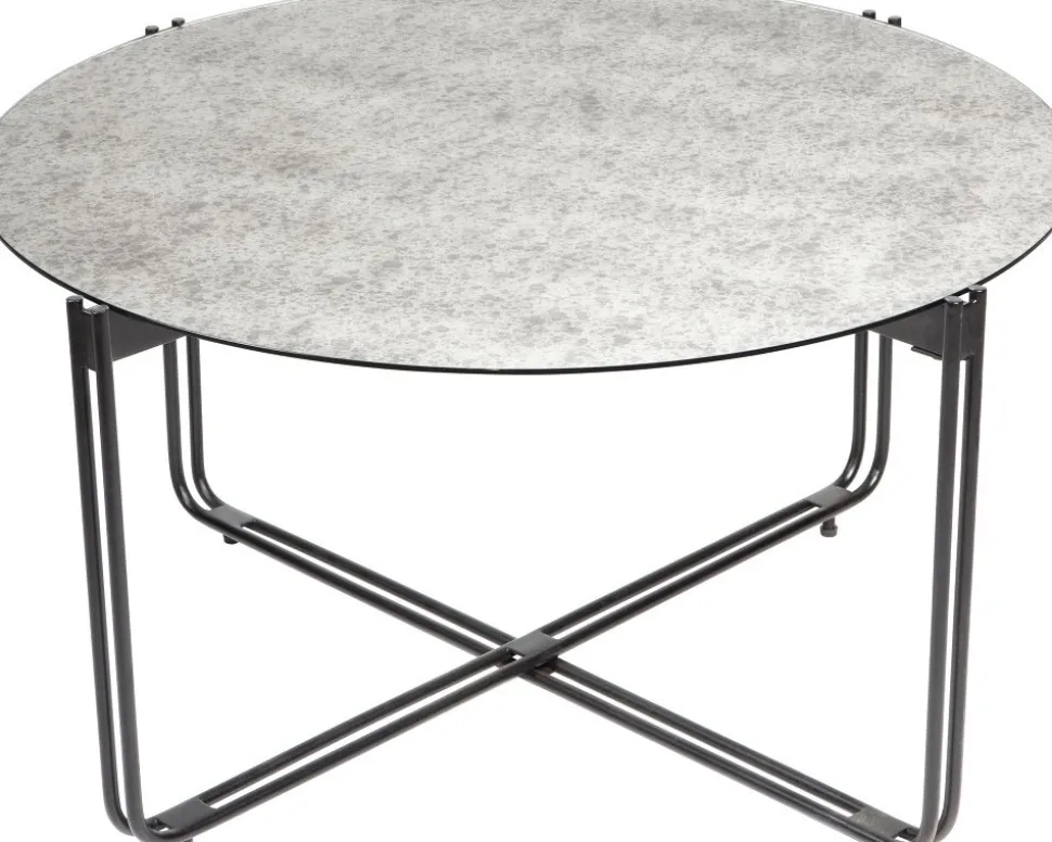 Lori soffbord ∅82 cm - Antikfärgad spegelglas