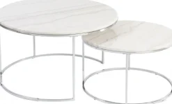 Lormont satsbord i marmor Ø80/60 cm - Ljus marmor/krom